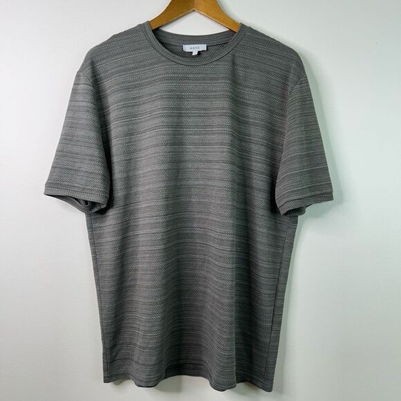 Arne Gray Crew Neck Short Sleeve Honeycomb Knit Casual T-Shirt Men's Size XXL - Picture 1 of 10